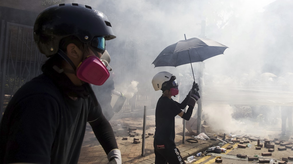 Demonstranten auf dem Campus der Hong Kong Polytechnic University