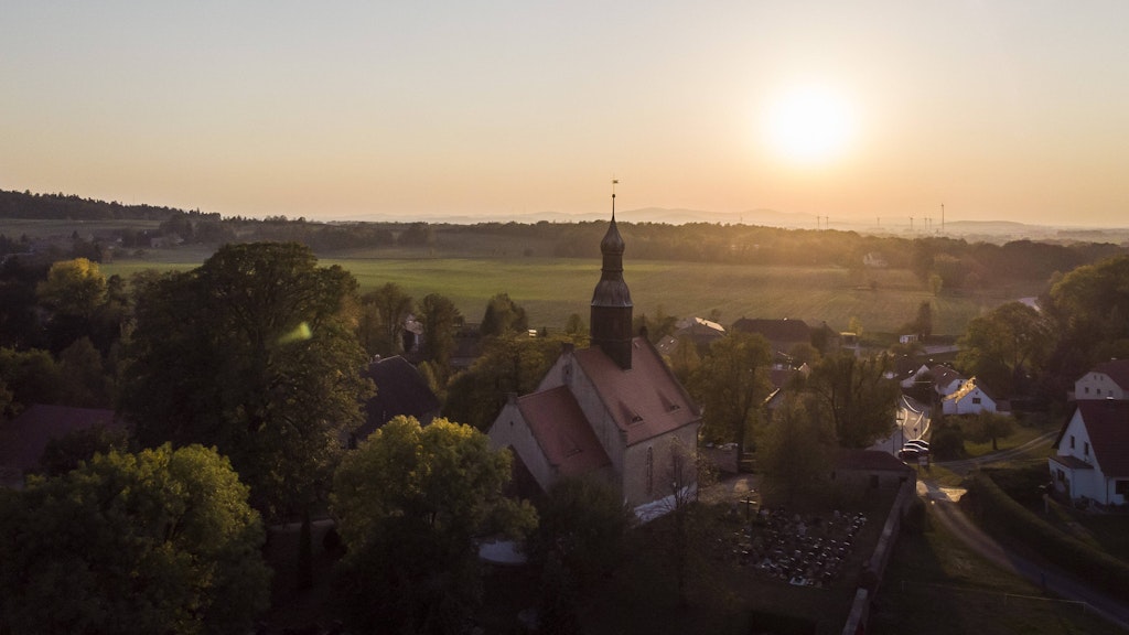 Blick auf Arnsdorf, Sachsen.