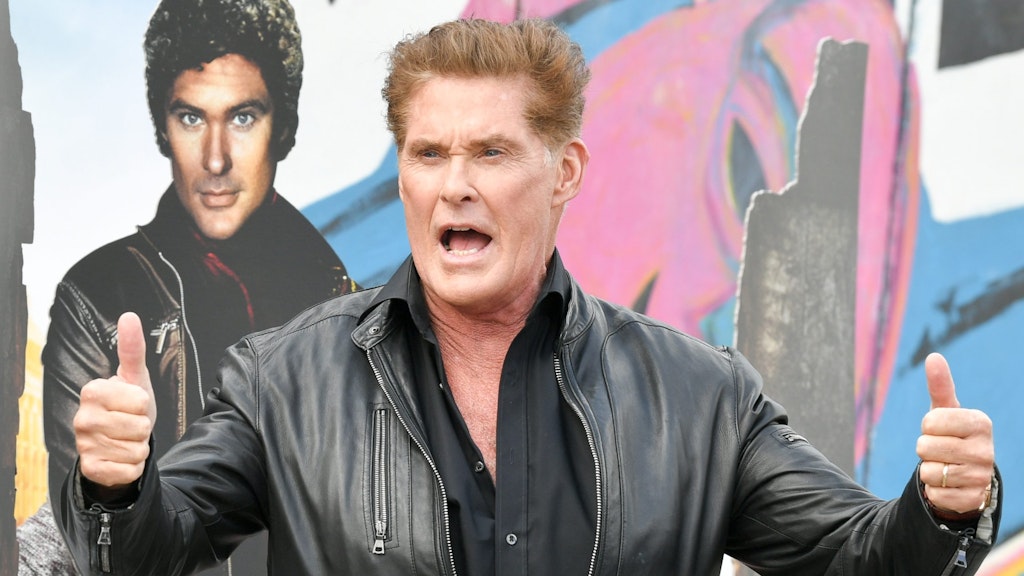 Sänger David Hasselhoff am 17.09.2019 vor der East Side Gallery in Berlin.