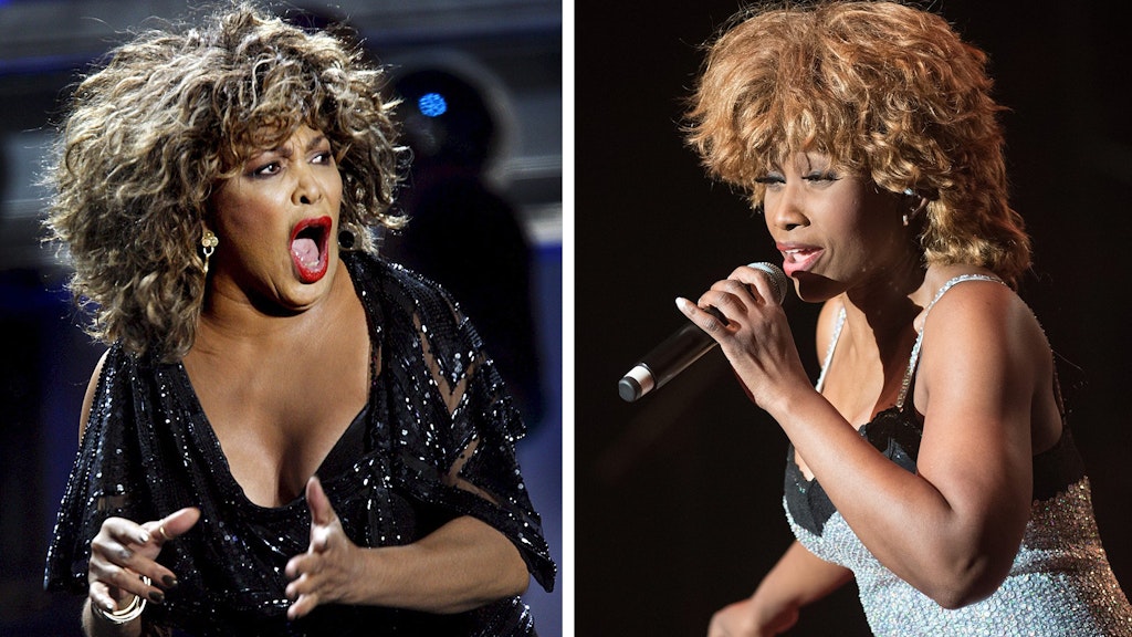 Die Bildkombo zeigt Tina Turner (2009, l) und Turner Darstellerin Coco Fletcher (bei der Premiere "Simply the best", 2017).