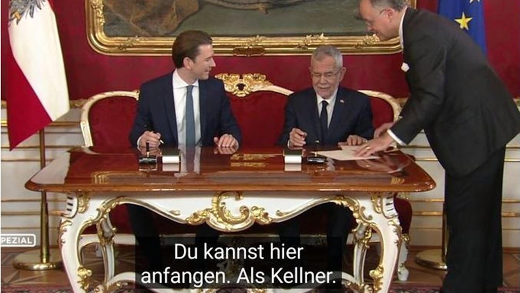 Untertiteln einer Telenovela wurden versehentlich bei der <a target="_blank" href="https://www.berliner-zeitung.de/politik-gesellschaft/neue-regierung-in-oesterreich-nun-offiziell-im-amt-li.4444">Vereidigung der österreichischen Bundesregierung</a> in der ORF-Mediathek eingeblendet.