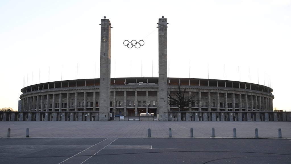 Das Olympiastadion am Sonnabend. Hier sollte eigentlich das Berliner Derby stattfinden.