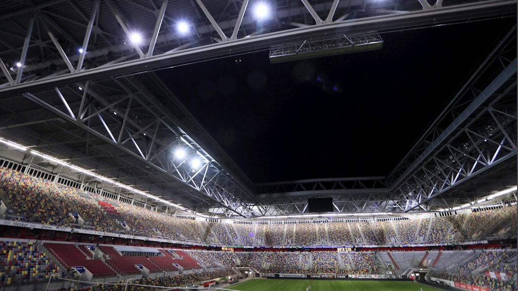 Die leere Merkur-Spiel-Arena in Düsseldorf.