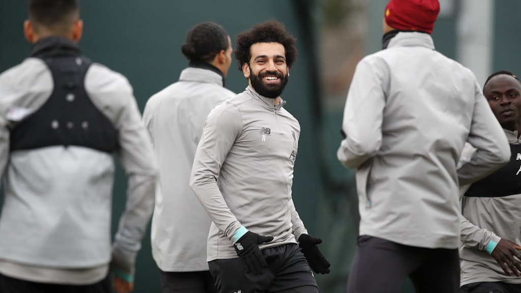 Gelöste Stimmung: Mohamed Salah trainiert vor drei Wochen mit dem Teamkollegen des FC Liverpool.