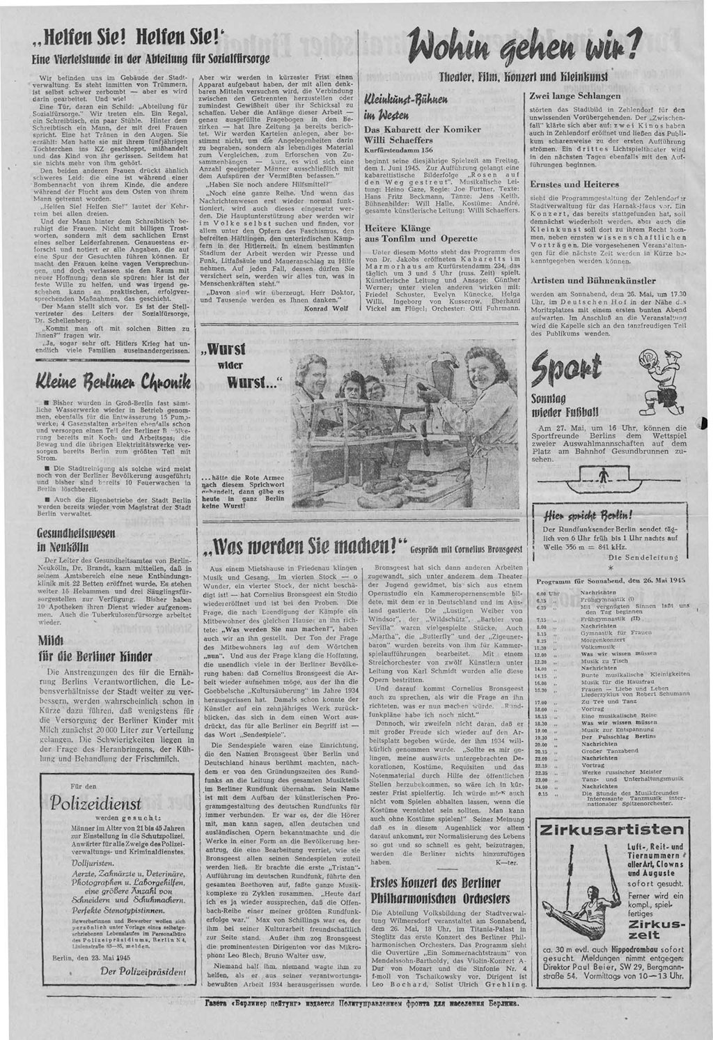 Die Berliner Zeitung vom 25. Mai 1945