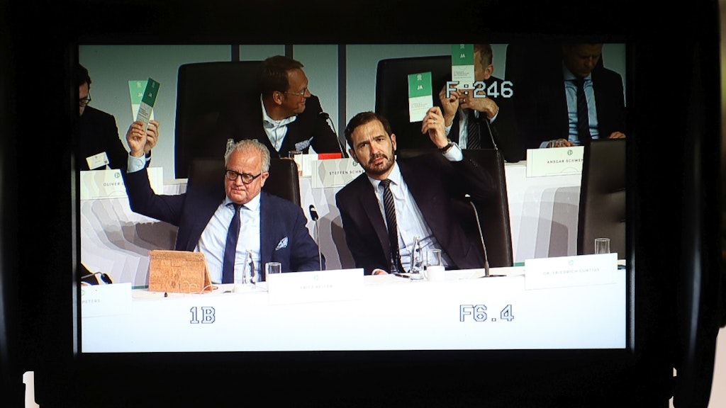 Beim DFB-Bundestag 2019: Präsident Fritz Keller und Generalsekretär Friedrich Curtius.