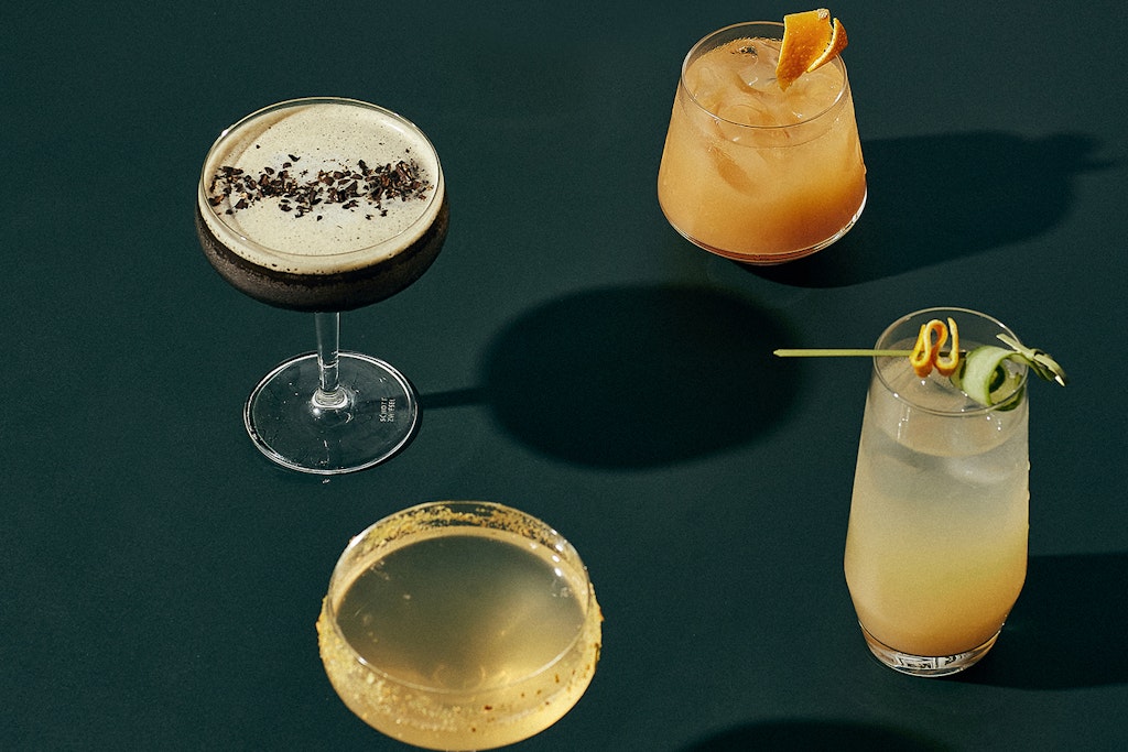 Morgens um halb zehn in Deutschland: feine Cocktail-Auswahl mit Espresso Martini (oben li.) und Margarita. 