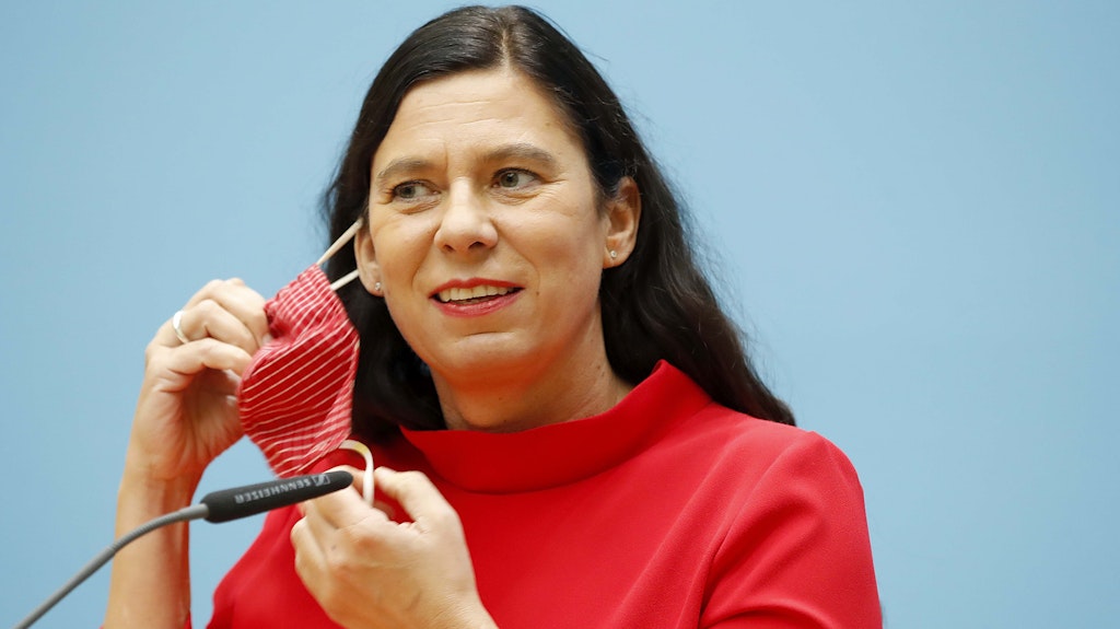 Senatorin Sandra Scheeres nach der Sitzung des Berliner Senats im Roten Rathaus, wo der neue Kita-Entwicklungsplan beschlossen wurde. 