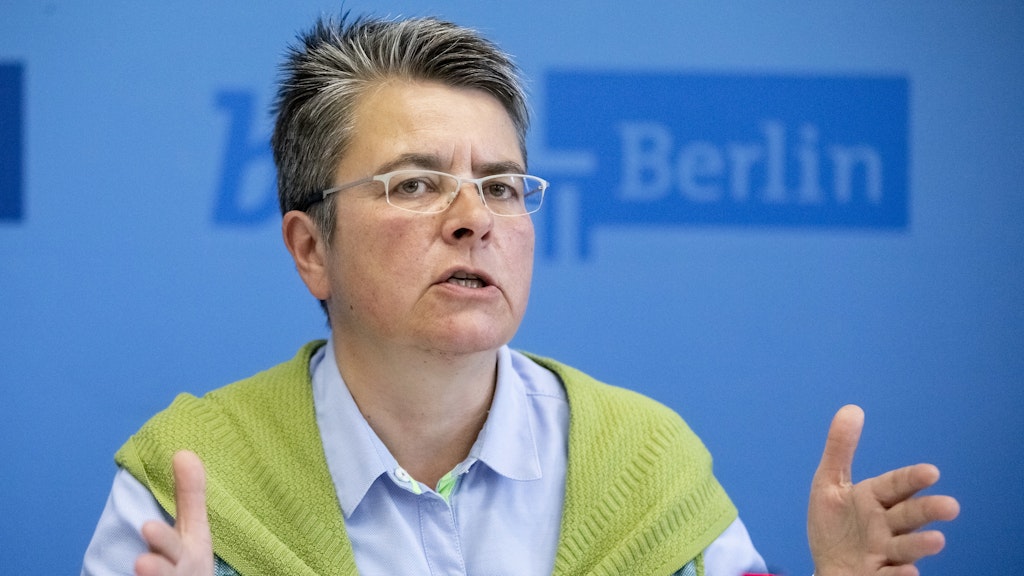 Monika Herrmann (Grüne) während einer Sitzung im Roten Rathaus.