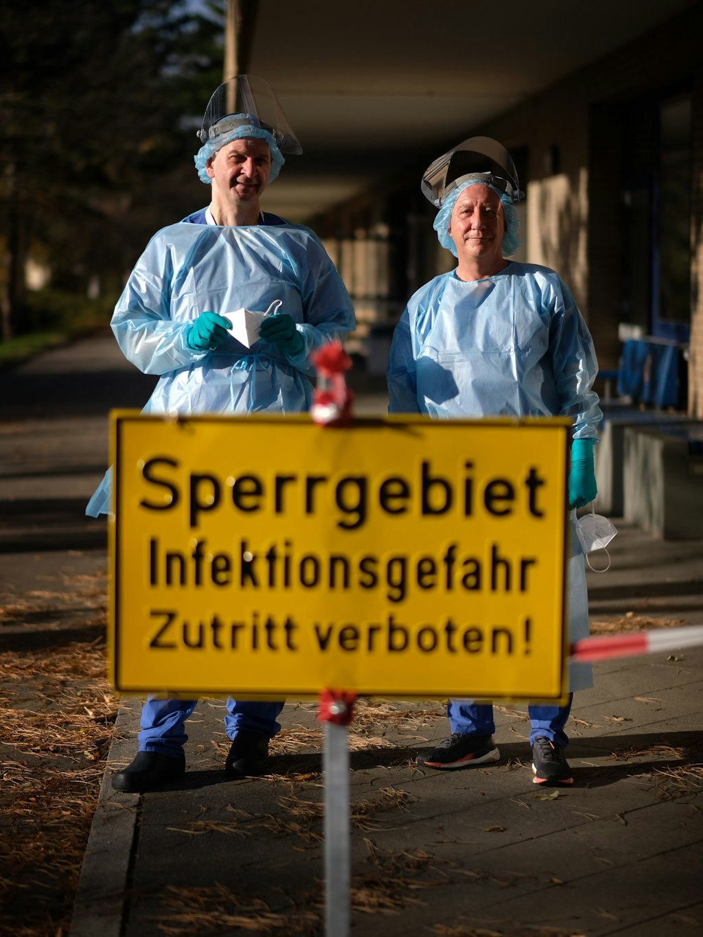 A sign marks off the restricted area surrounding the Covid ward.
