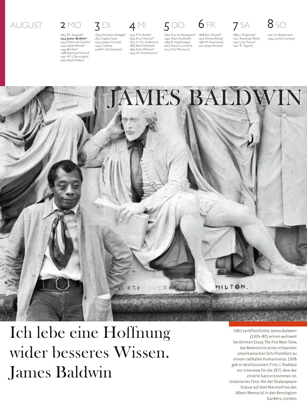 Das Kalenderblatt mit James Baldwin
