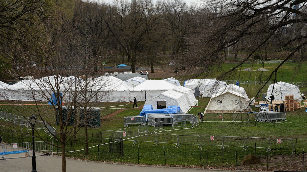 A field hospital in Central Park, April 2020.