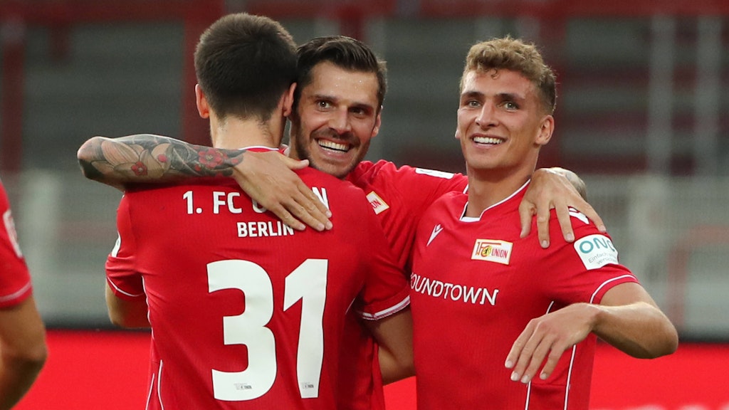 Sie haben es schon geschafft, andere kämpfen noch um den Klassenerhalt: die Unioner Keven Schlotterbeck, Christopher Trimmel, Grischa Prömel.