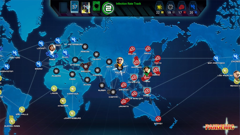 Kniffliges Puzzle: In „Pandemic“ müssen Spieler versuchen, eine weltweite Pandemie einzudämmen - bei der digitalen Variante allerdings allein und nicht im Team mit anderen. 