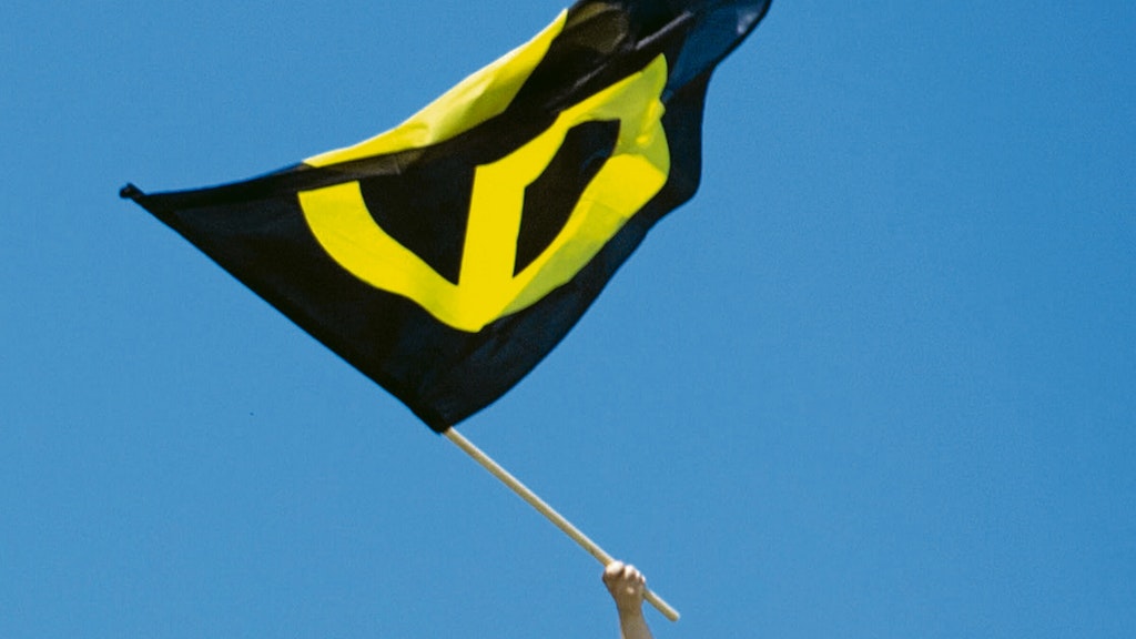 Eine Fahne der Identitären Bewegung.