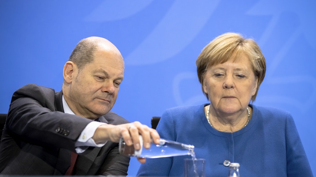 Bundesfinanzminister Olaf Scholz und Bundeskanzlerin Angela Merkel.