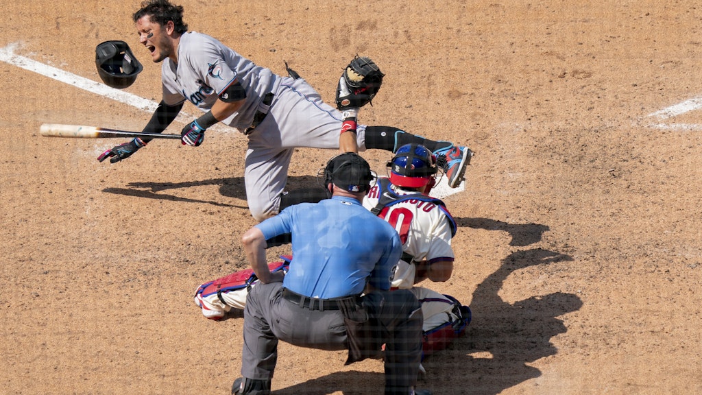 Als wäre nichts gewesen: Eine Szene der MLB-Partie der Miami Marlins gegen Philadelphia.