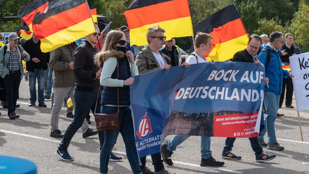 Teilnehmer einer Demonstration der AfD-Jugendorganisation Junge Alternative