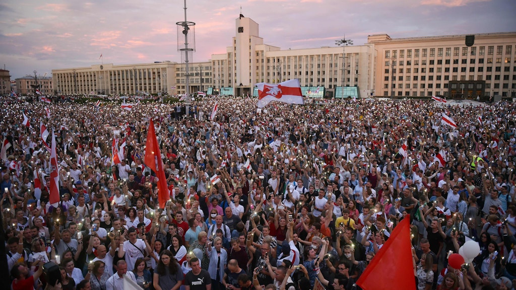 Eine Demonstration in Minsk gegen Präsident Lukaschenko am 18. August 2020.