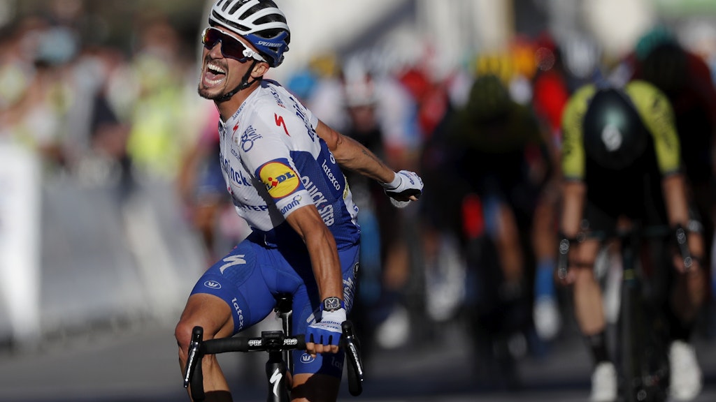 Sieg für den Vater: Julian Alaphilippe gewinnt die zweite Etappe in Nizza.