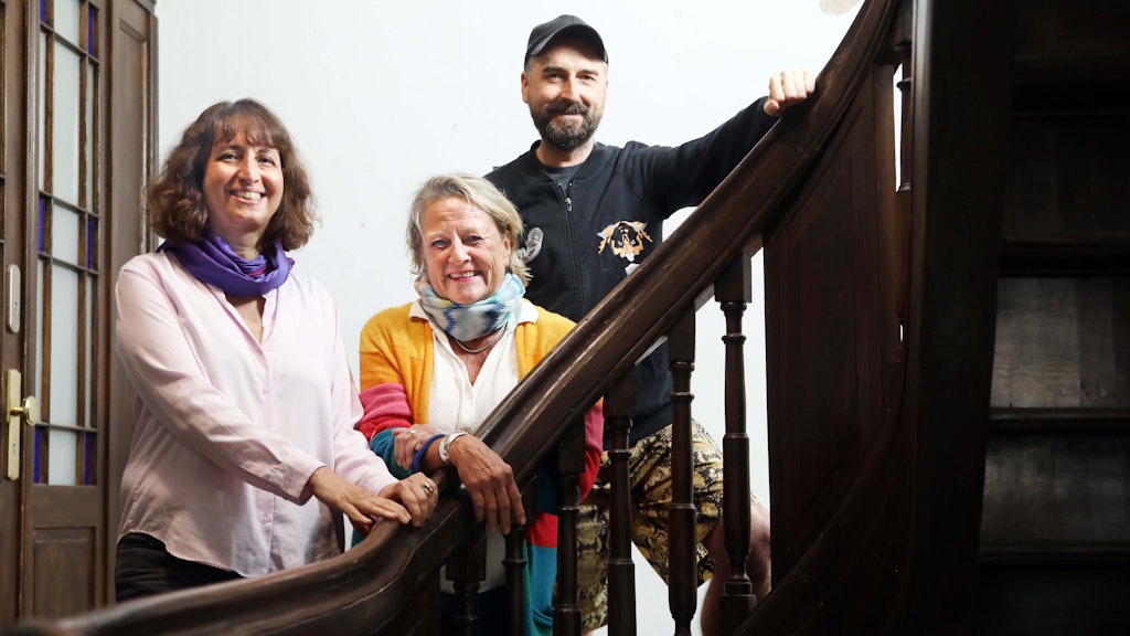 Long standing Biennale director Gabriele Horn (centre) with Lisa Lagnato and Augustín Pérez Rubio, who make up half of the four-person curatorial team.