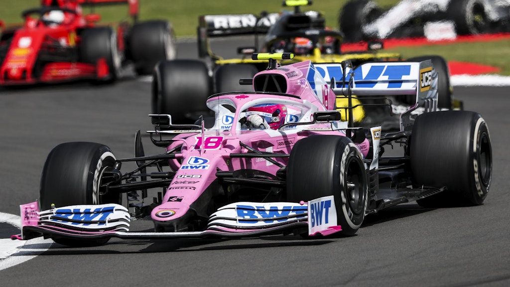 Der Rennwagen des Teams Racing Point ist zwar rosa lackiert, erinnert aber sonst stark an den Mercedes aus dem letzten Jahr.