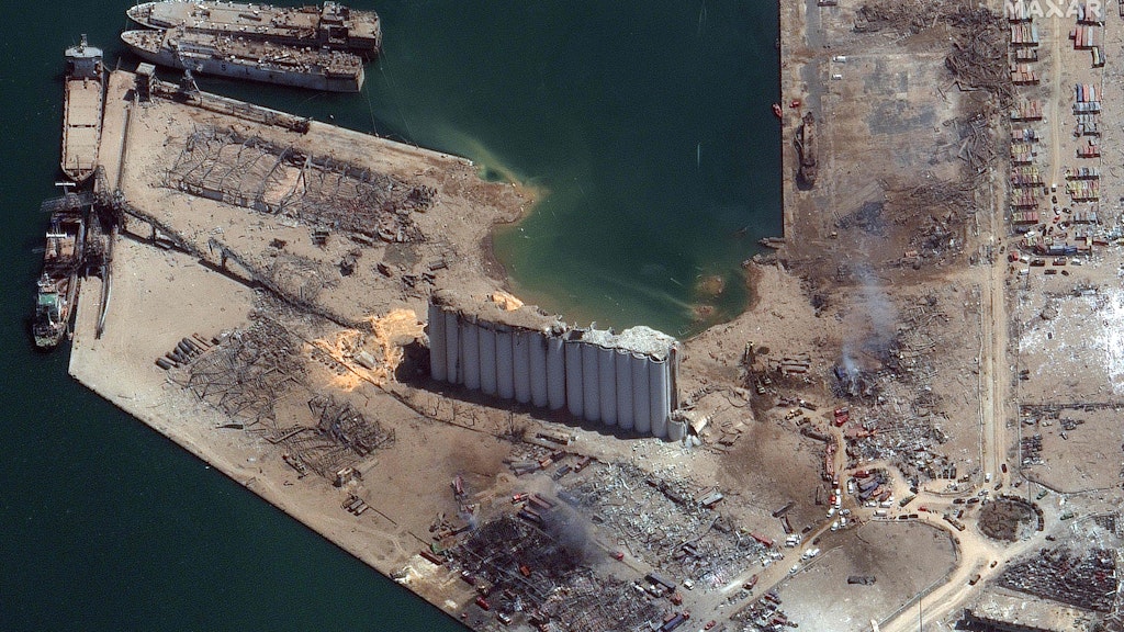 Der zerstörte Hafen von Beirut nach der Explosion.