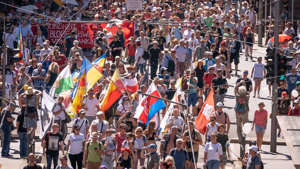 Die Demonstration gegen Corona-Auflagen am vergangenen Sonnabend in Berlin.