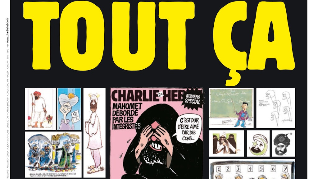 Das Titelblatt des Sonderhefts des Satiremagazins „Charlie Hebdo“ mit der Titelzeile „Tout ça pour ça“ zur Erinnerung an den Anschlag auf die Redaktion.
