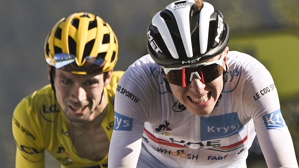 Tadej Pogacar (r.) vor Primoz Roglic: Auch die schwere Bergetappe hinauf zum Grand Colombier wurde von den beiden Slowenen dominiert.