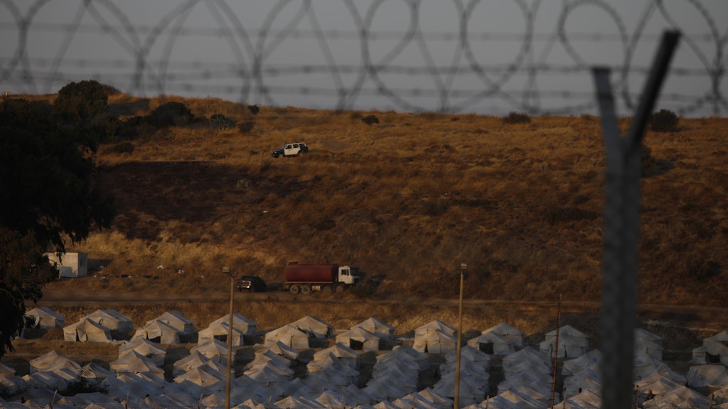 Ein temporäres Lager für Flüchtlinge und Migranten auf Lesbos.