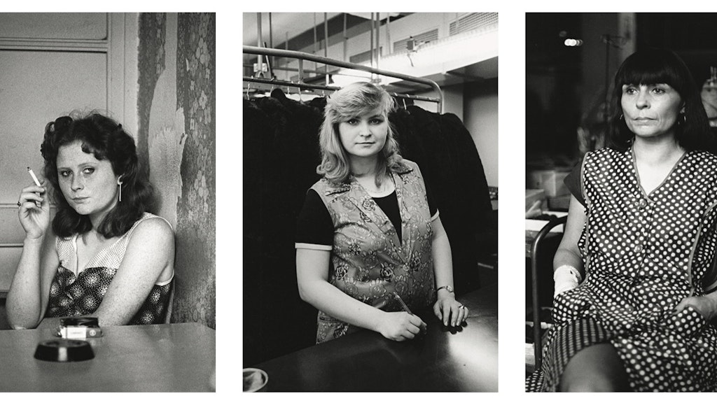 Fotos von Arbeiterinnen aus der Serie „VEB Treffmodelle Textilfabrik Berlin“, 1984.