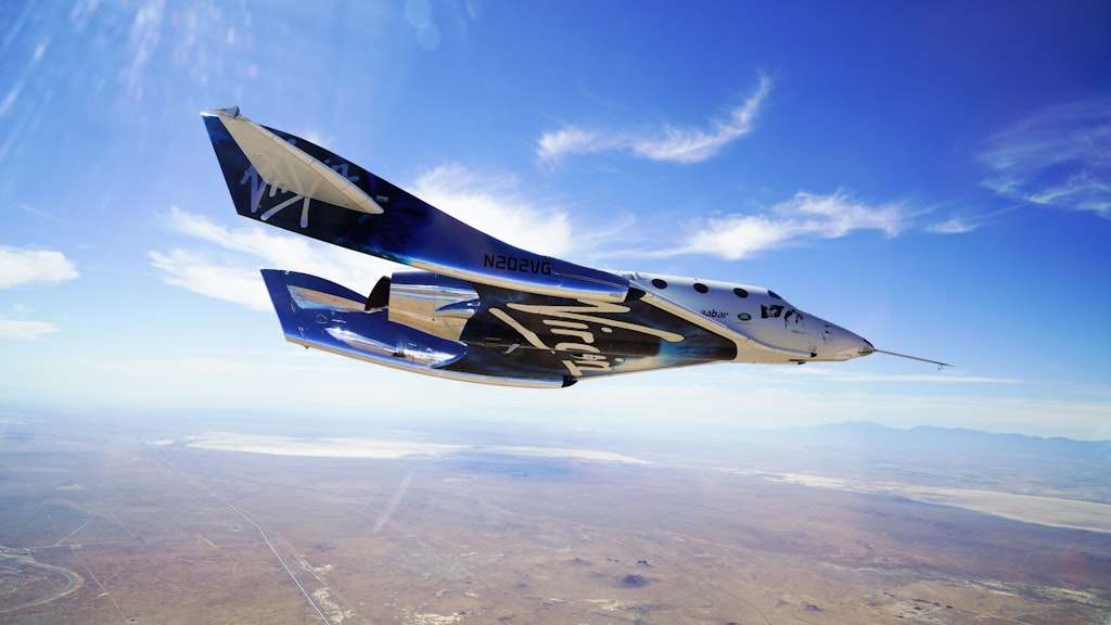 Das Raumschiff „VSS Unity“ des Unternehmens Virgin Galactic.