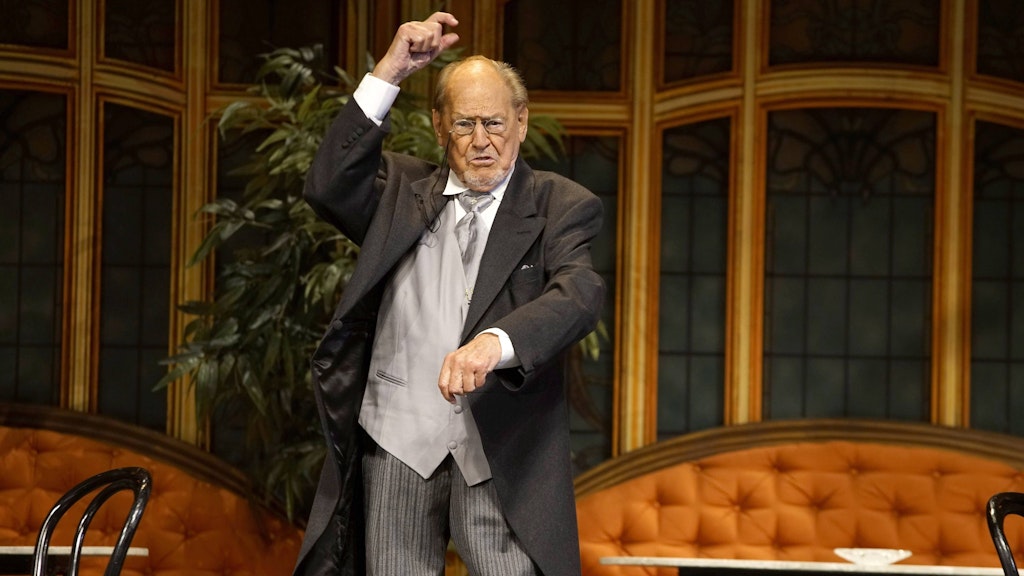 Berlin: Herbert Köfer im Jahr 2017 bei der Fotoprobe des Theaterstücks „Pension Schöller“ im Theater am Kurfürstendamm