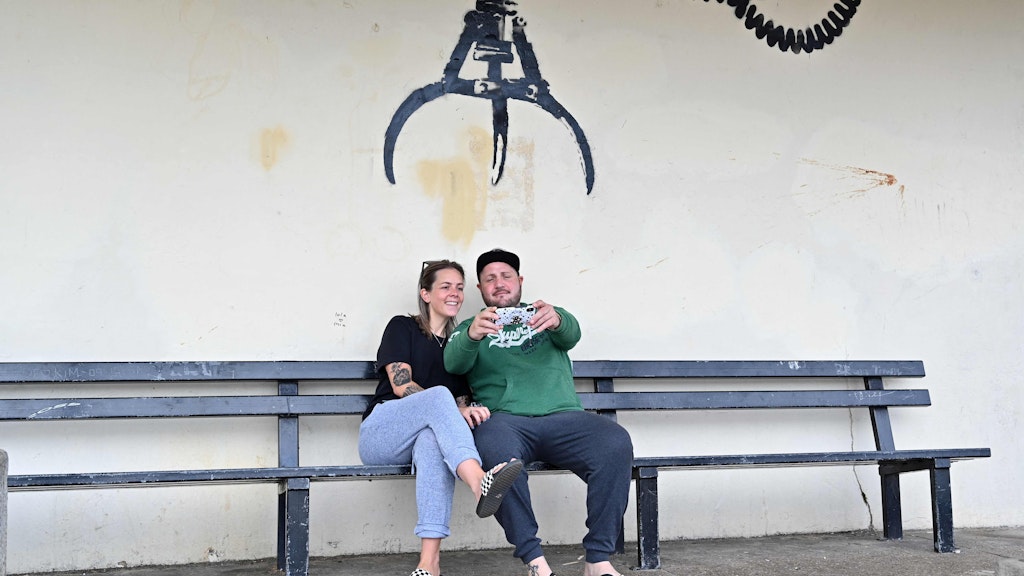 In Gorleston-on-Sea sorgte ein Greifarm für Belustigung.