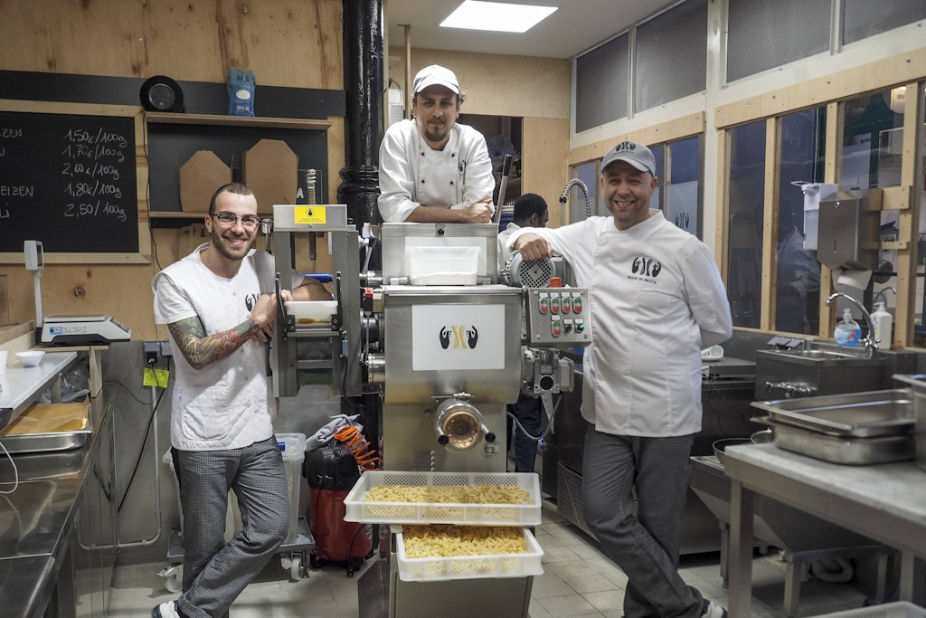 Lorenzo Corisi, Gioacchino Cellona and Angelo Cellona from Manny's Pasta at Marktal Nunn.