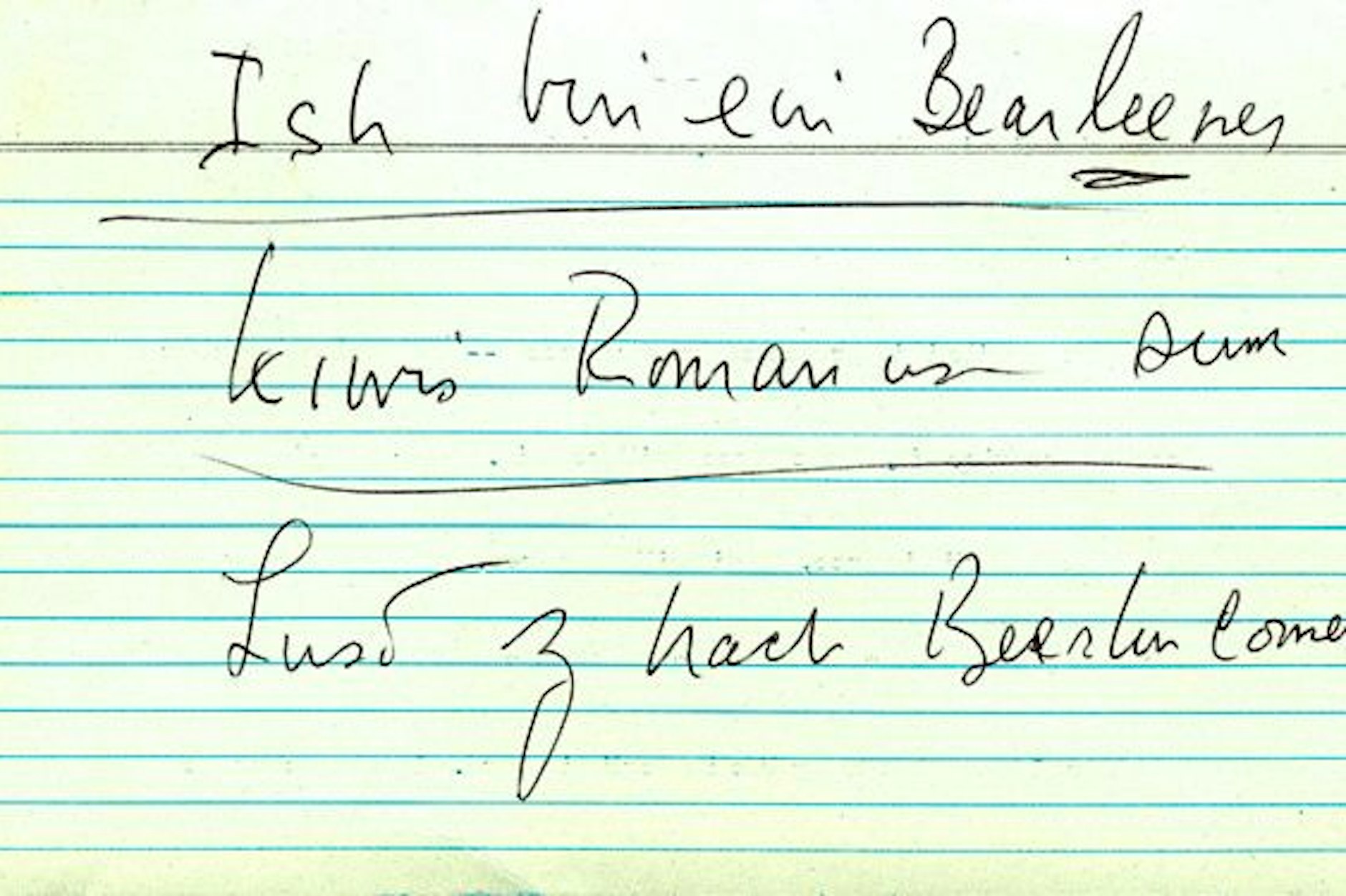 Kennedys Notizen zu seiner Berlin-Rede 1963
Das Original befindet sich im Kennedy-Museum in Berlin.
Date	1963
Source	Landesarchiv Berlin
Author	John F. Kennedy

CC-BY-SA 4.0