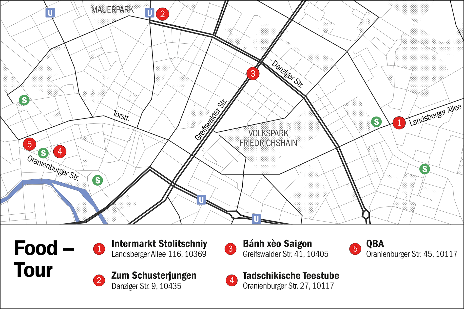 Il percorso in taxi ci porta attraverso Lichtenberg, Prenzlauer Berg e Mitte.