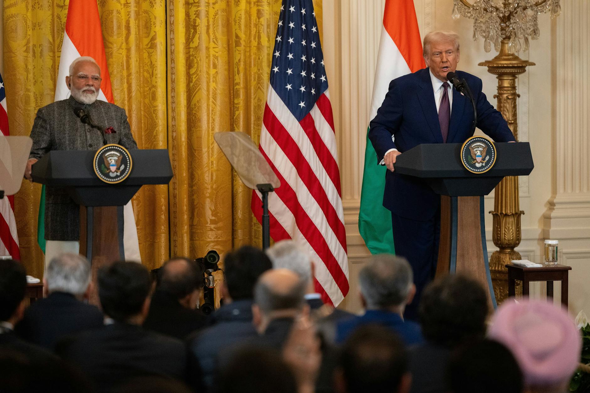 Modi zu Besuch im Weißen Haus während einer Pressekonferenz mit Donald Trump
